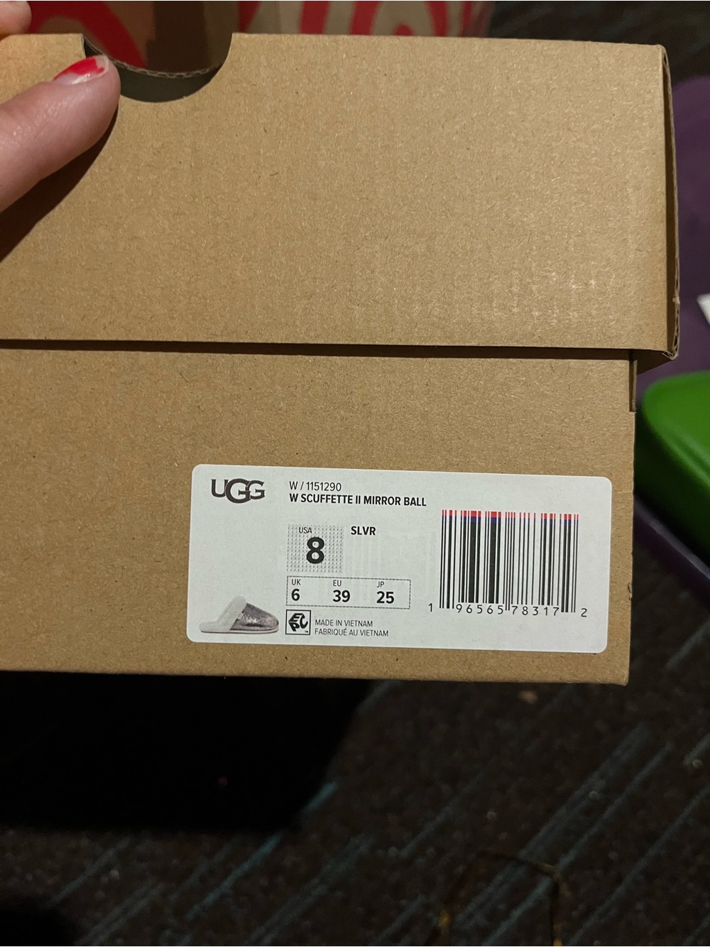 UGG Silver Sequin Faux-Fur Slip-On Slippers 8 - Picture 5 of 5